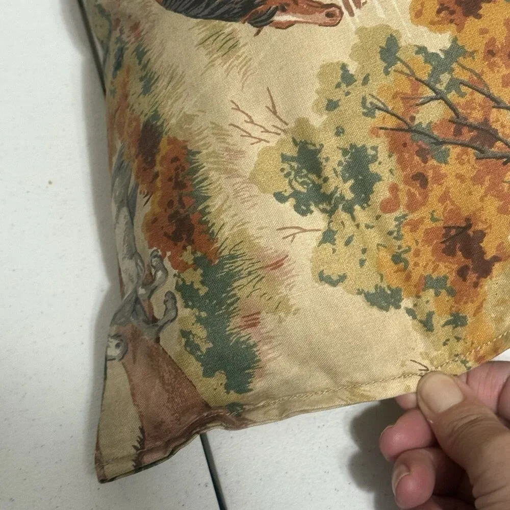 Vintage Horse Pasture Pond Fabric Handmade Pillow 21”x15” Cabin Equestrian - Picture 5 of 8
